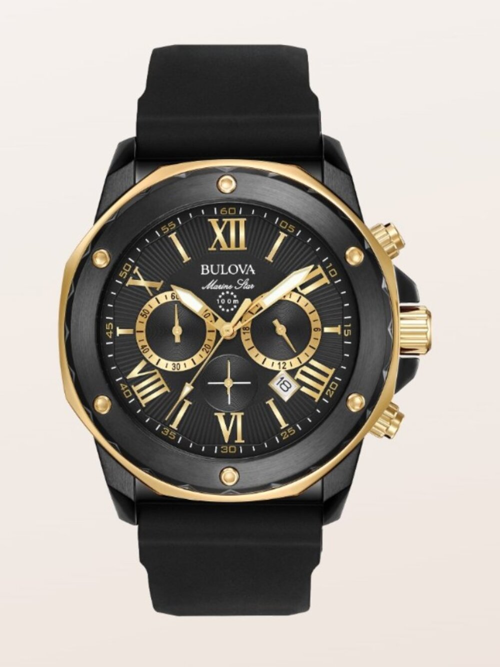 Bulova MarineStar Black Chronograph Dial Watch for Men - 98B278.